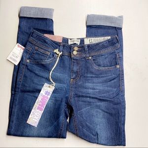 blue size 12 cuffed high rise denim jeans